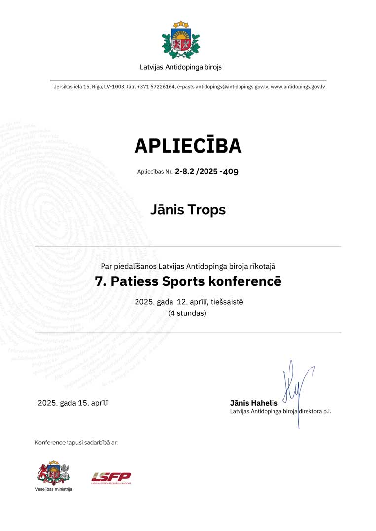 sertifikāti jānis trops